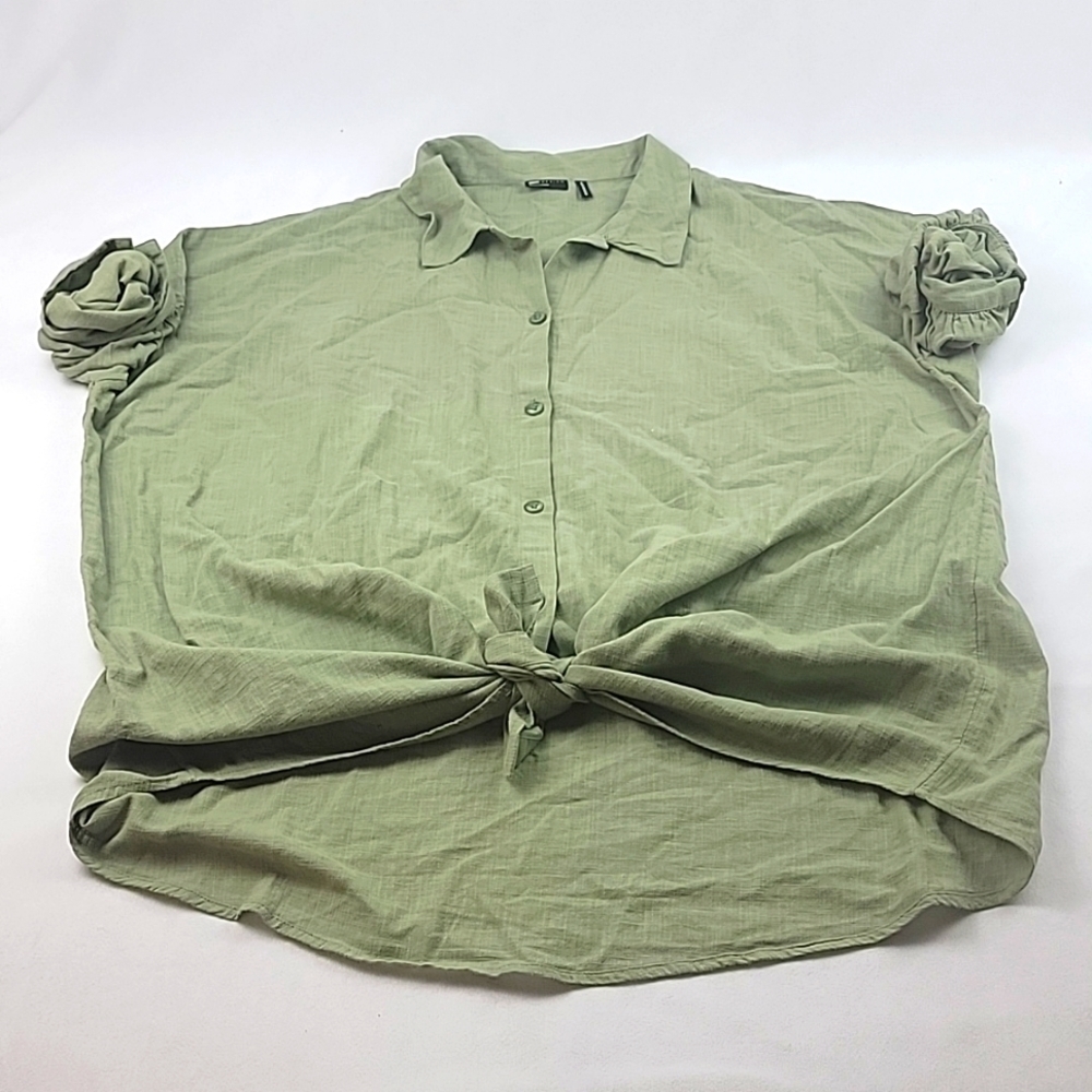 NWOT Asos oversized linen look kahki green drop shoulder beach shirt